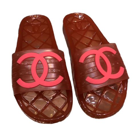 chanel jelly slides real|Chanel female slides.